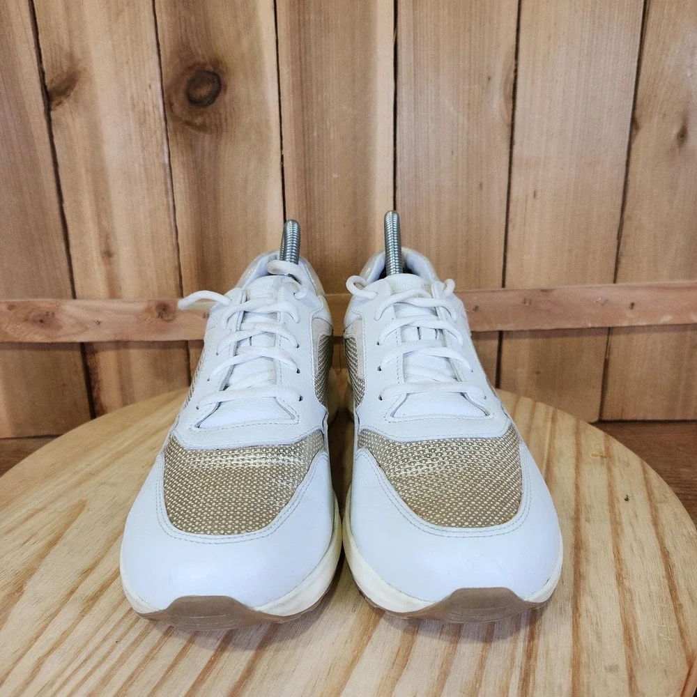 Mephisto‎ Karin Shoes Womens 9 40 White Gold Leather Comfort Walking Sneakers